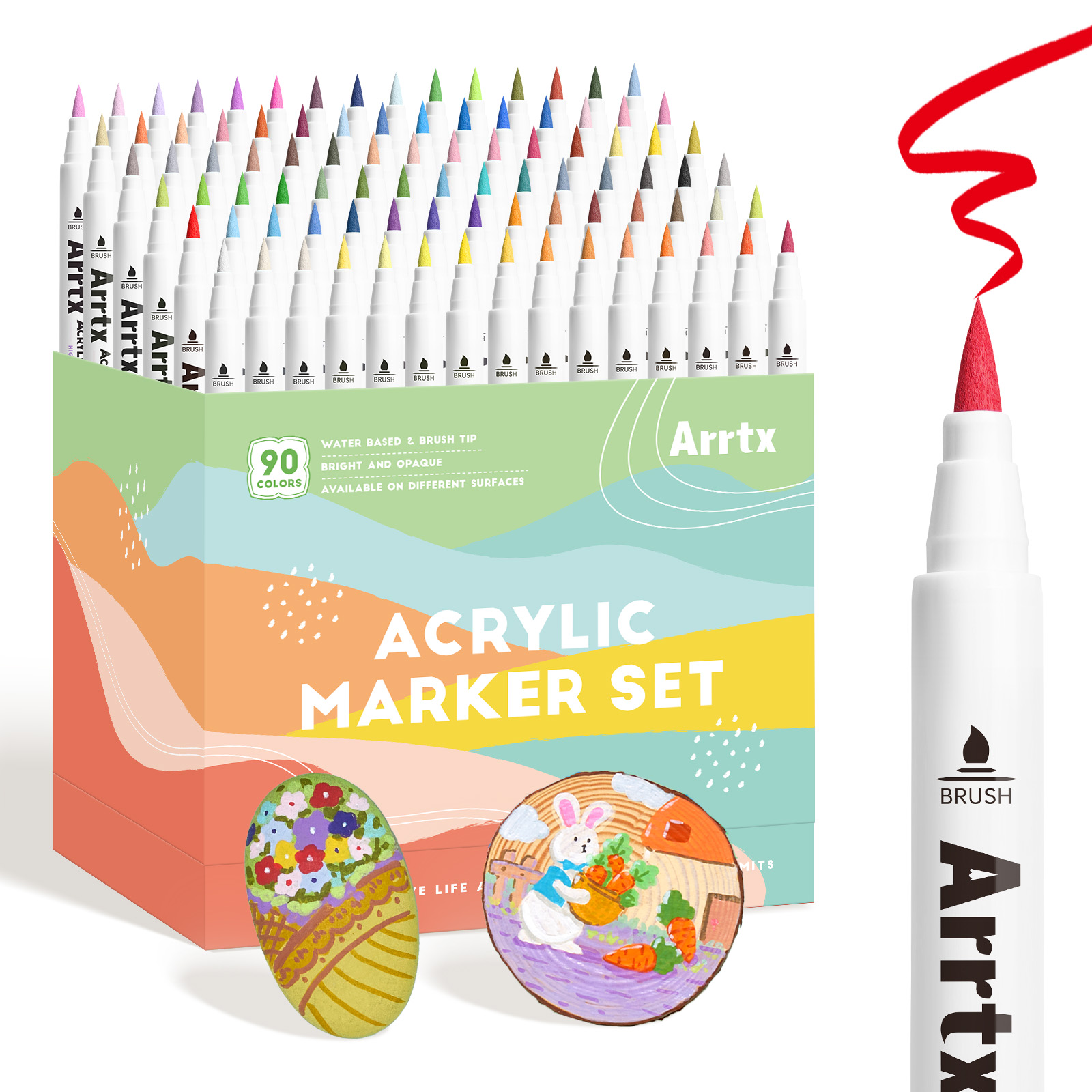 Art And Craft With Paint - Arrtx 90 Kolorów Akrylowe Pisaki Malarskie,
