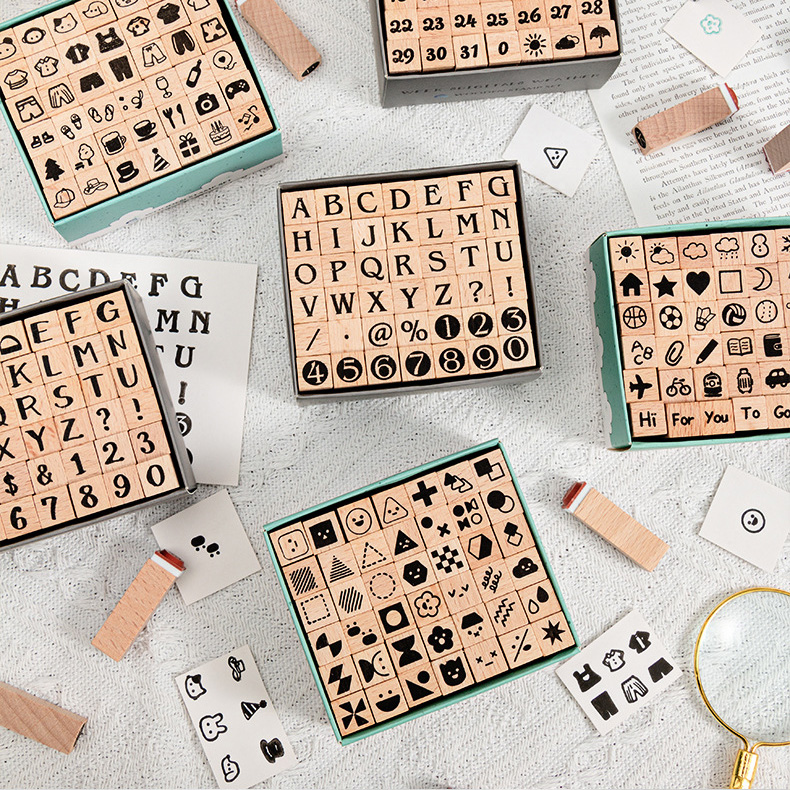 Rubber Stamp Blank - Uroczy Drewniany Zestaw Stempli do Planowania,