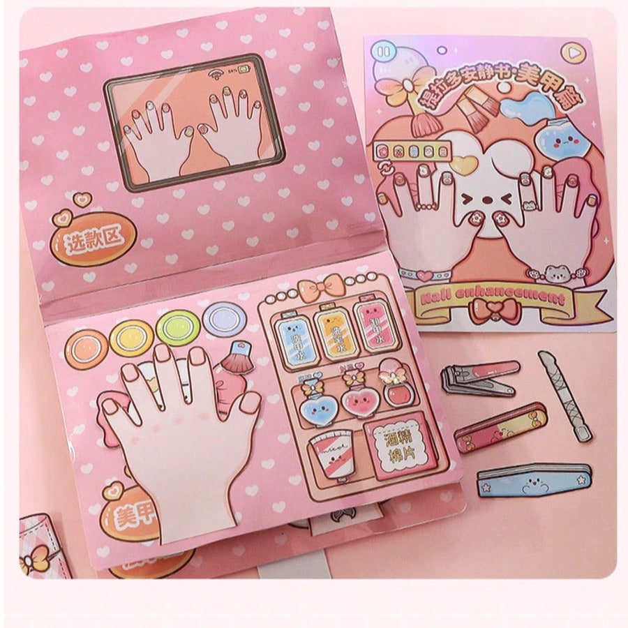 Art Craft Book - Różowy Dziecięcy Salon Paznokci DIY Cichy