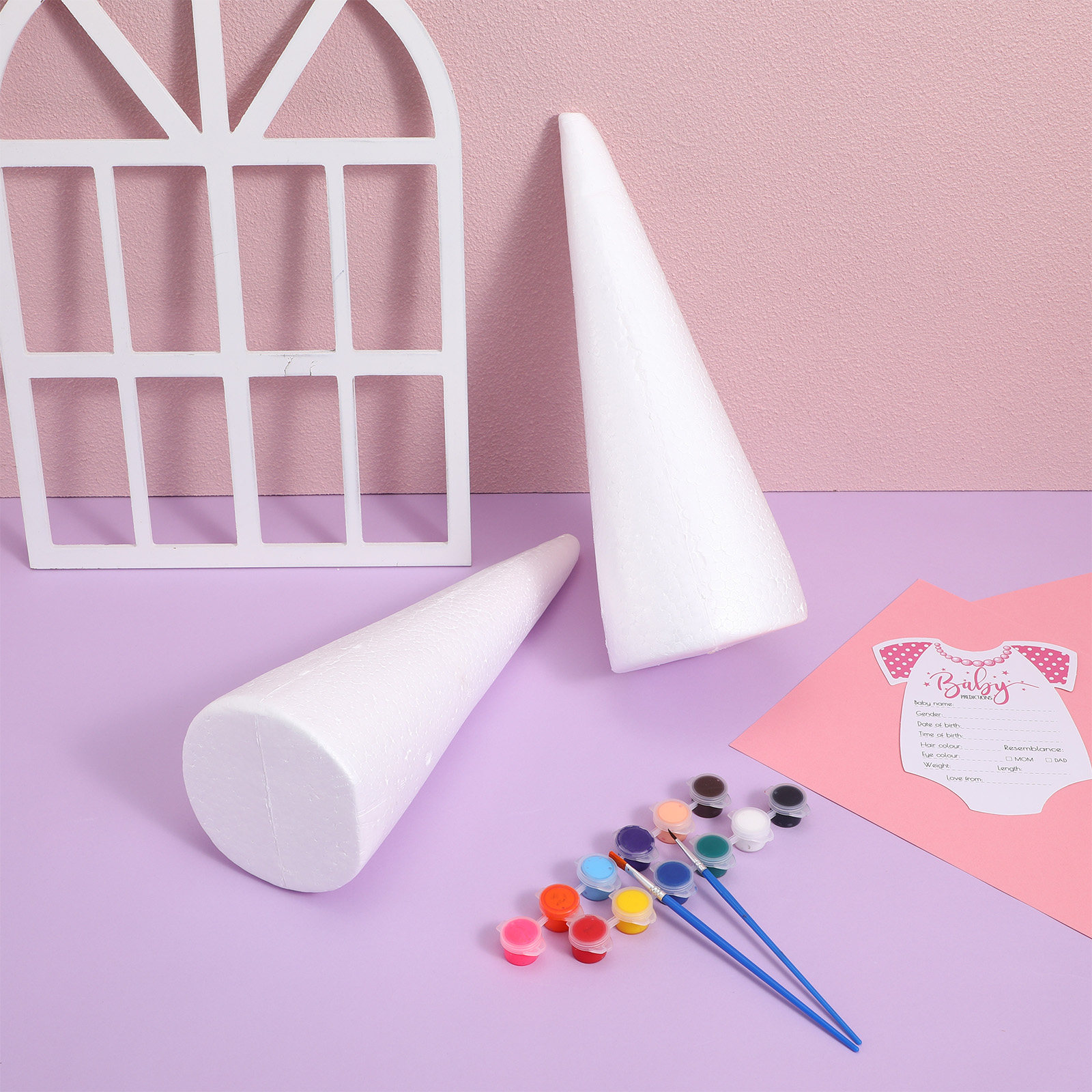 2 sztuki białych stożków z pia – Art Craft For Preschoolers recenzja i cena