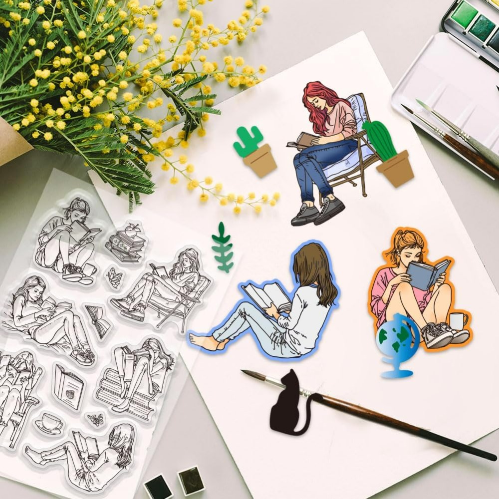 Lady and Books Clear Stamps Bo – Rubber Stamp Blank recenzja i cena
