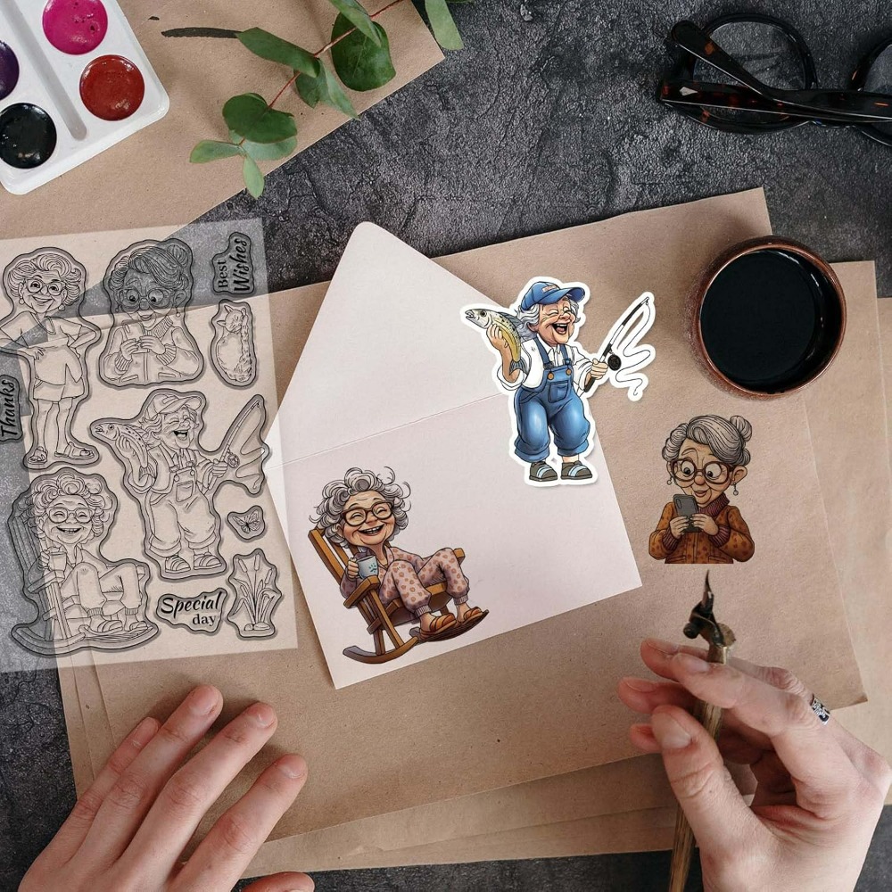 Uśmiechnięta starsza dama wycz – Rubber Stamp Blank recenzja i cena