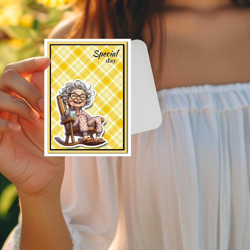 Uśmiechnięta starsza dama wycz – Rubber Stamp Blank recenzja i cena